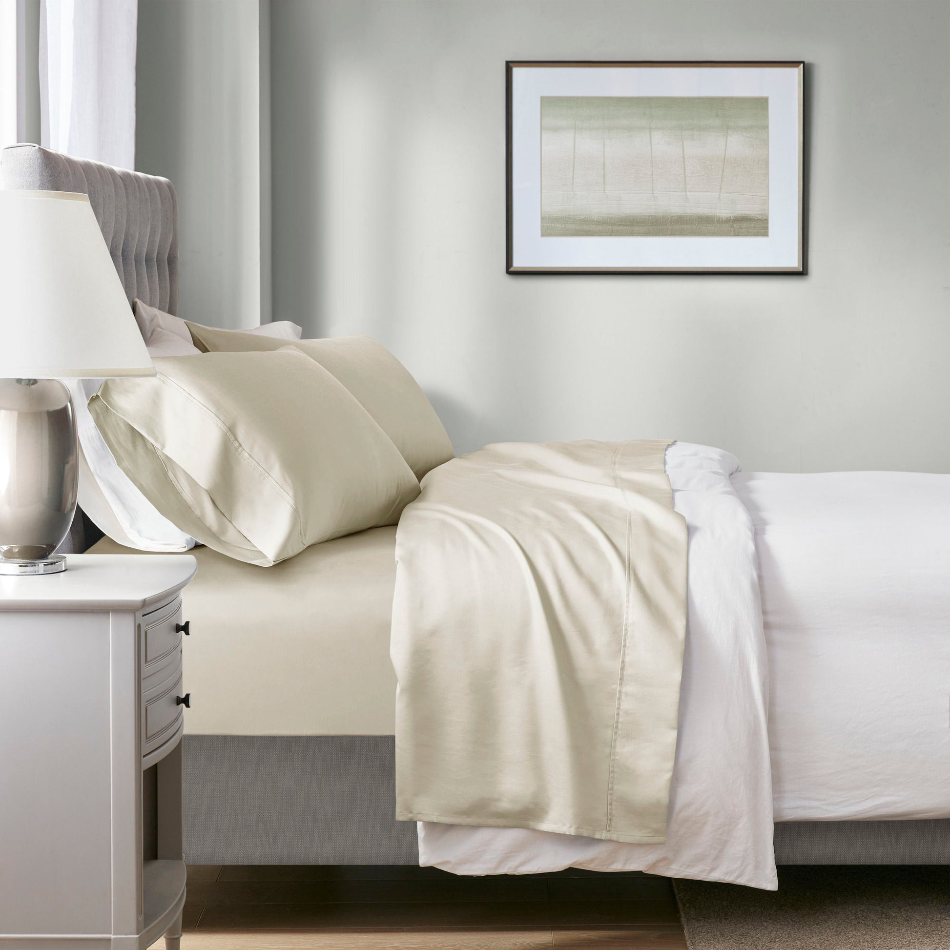 1000 Thread Count - King HeiQ Smart Temperature Blend 4 Piece Sheet Set - Ivory
