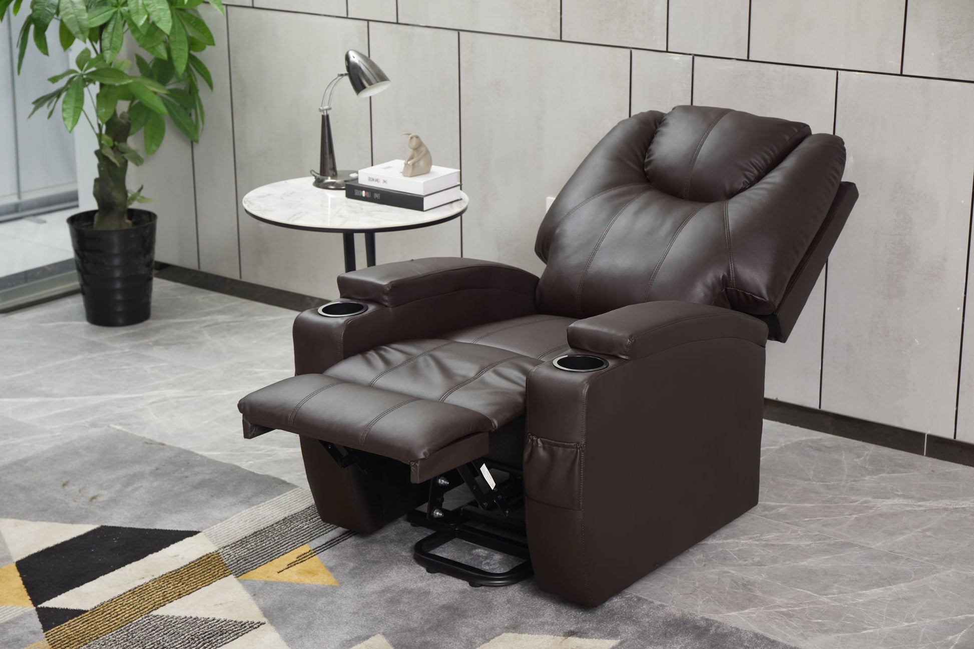 Modern Recliner Chair With Cup Holders, Remote Control