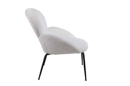 Modern Sherpa Chairs Accent Armchairs For Living Dining Room, Upholstered Chairs With Metal Legs, Comfy And Soft Chairs For Bedroom, Cute Vanity Chairs