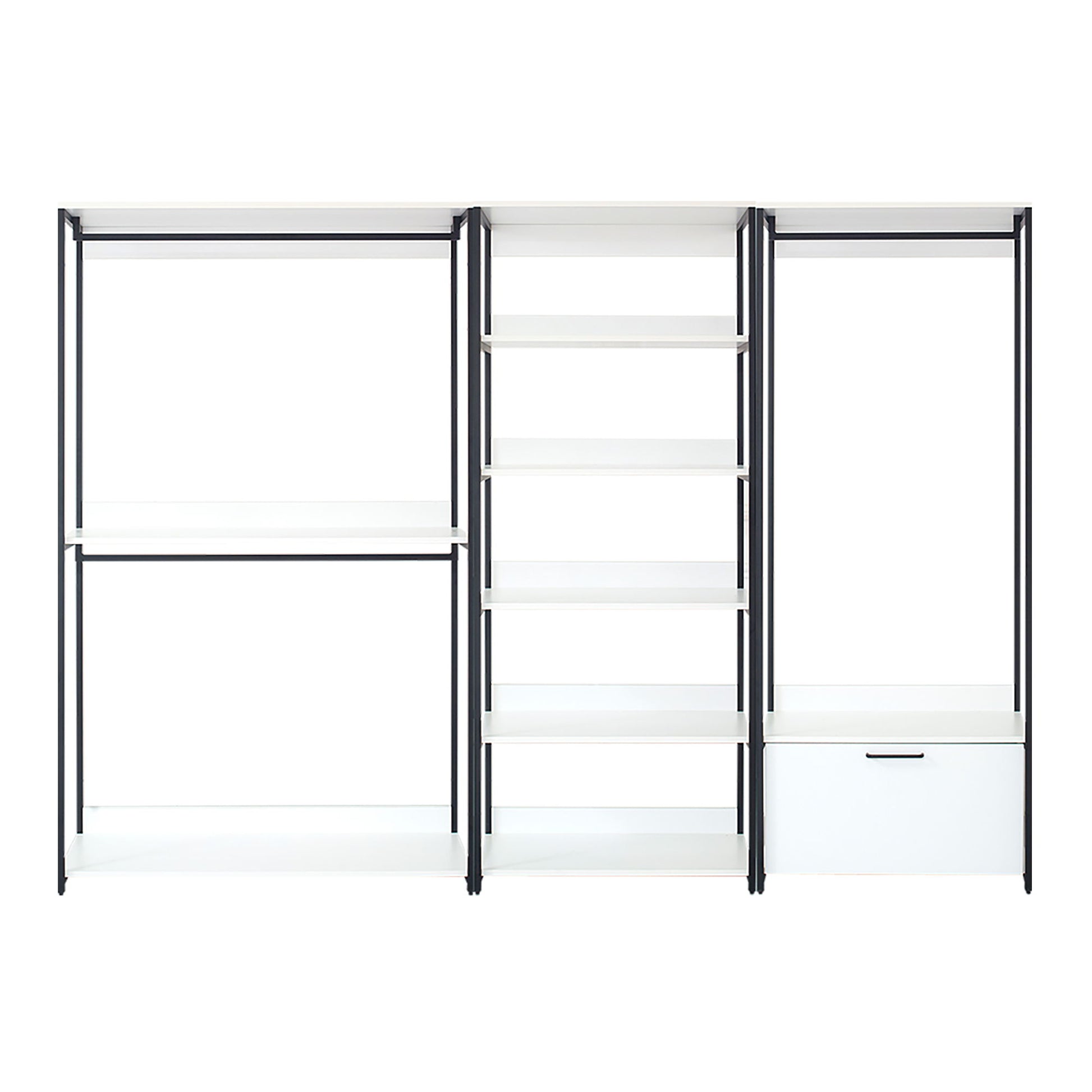 Fiona - Freestanding Walk In Wood Closet System With Metal Frame Melamine - White