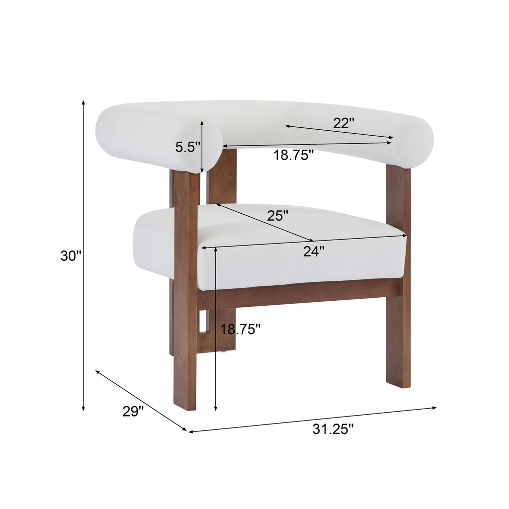 Modern Upholstered Round Arm Accent Chair With Upholstery