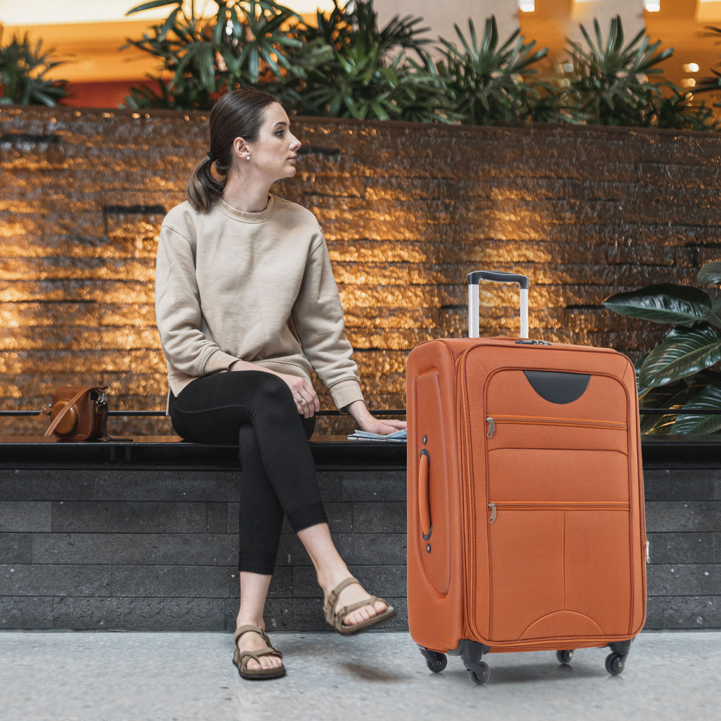 Softside Luggage Expandable 3 Piece Set Upright Spinner Lightweight Suitcase