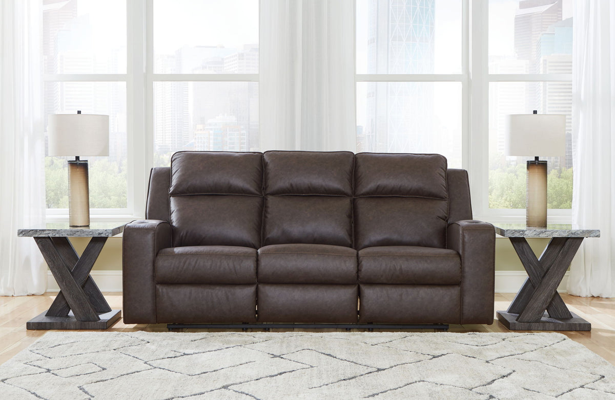 Lavenhorne - Reclining Sofa With Drop Down Table - Umber
