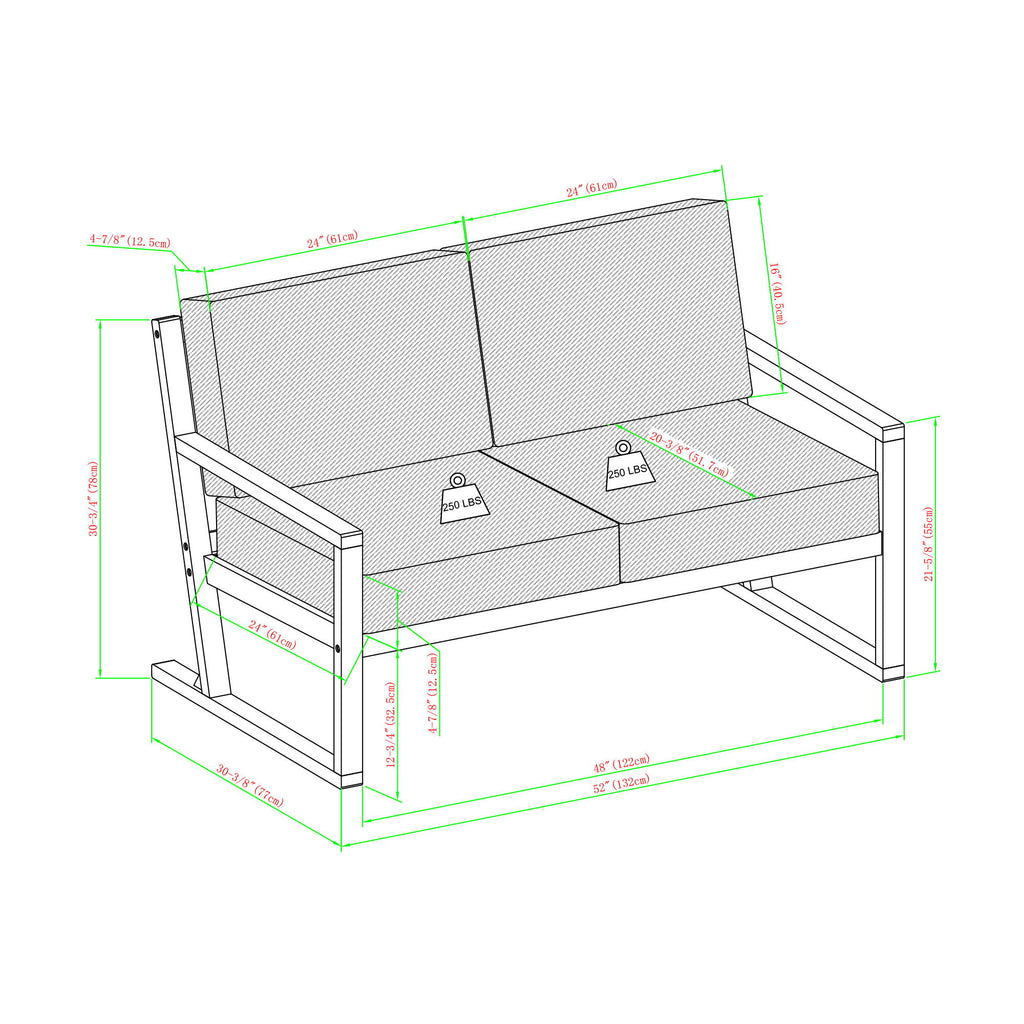 Slat Back Patio Loveseat - Brown
