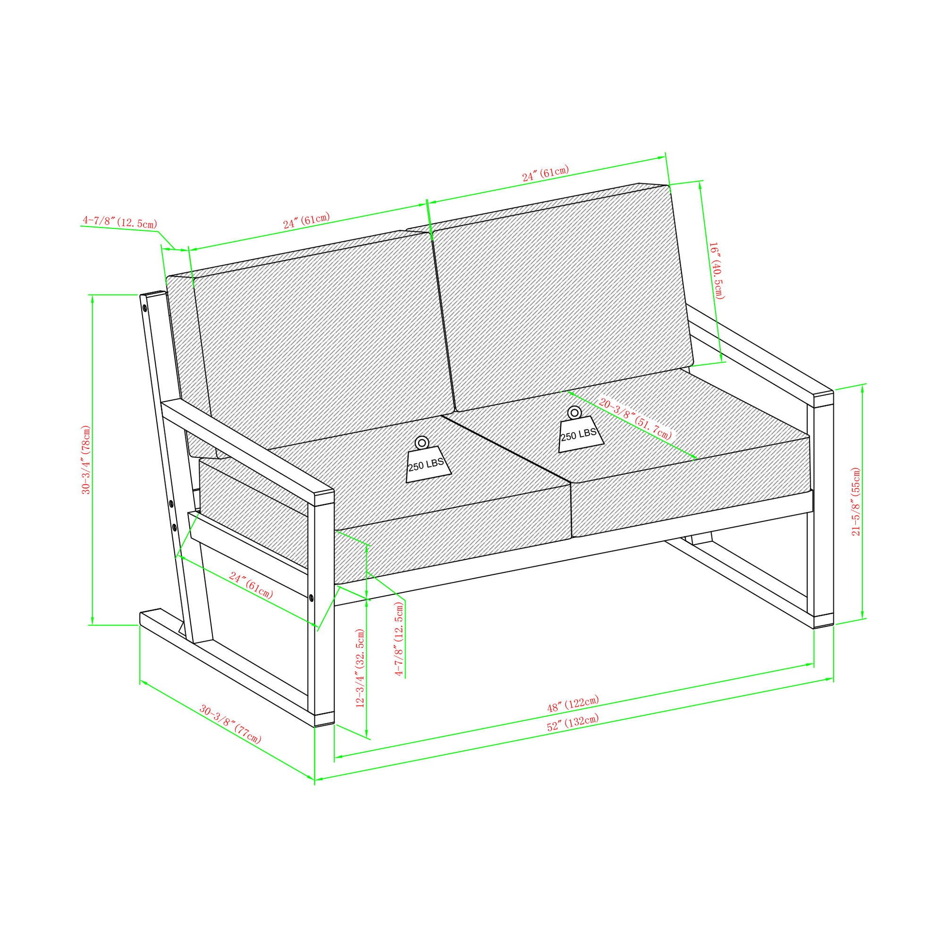 Slat Back Patio Loveseat - Brown