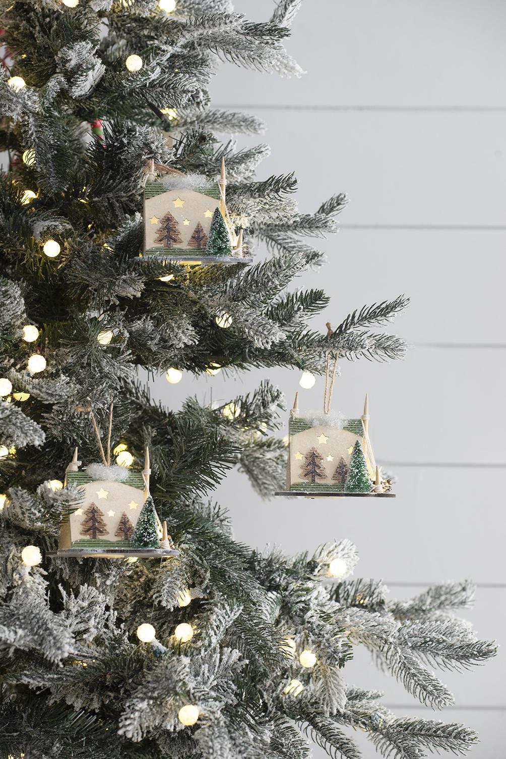 Cardboard Lited Tent Ornament Decorative Hanging Christmas Tree Ornaments For Holiday Party Decorations (Set of 6) - Multicolor