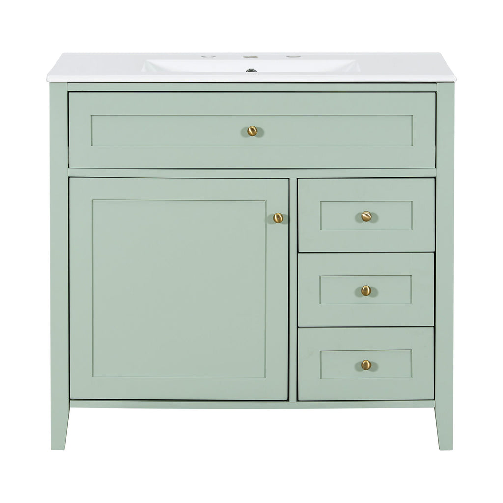 Bathroom Vanity With Sink, Cabinet With 3 Drawers And Adjustable Shelf