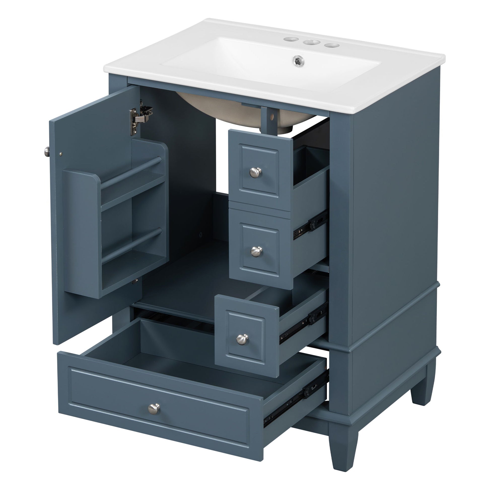 Modern Bathroom Vanity With Sink, Freestanding Cabinet With Drawers And Storage Shelves
