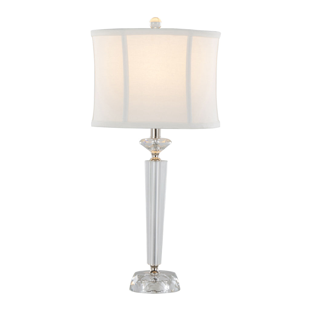 Diamond - Torch Contemporary Crystal Table Lamp (Set of 2) - Clear / Off White / Polished Nickel