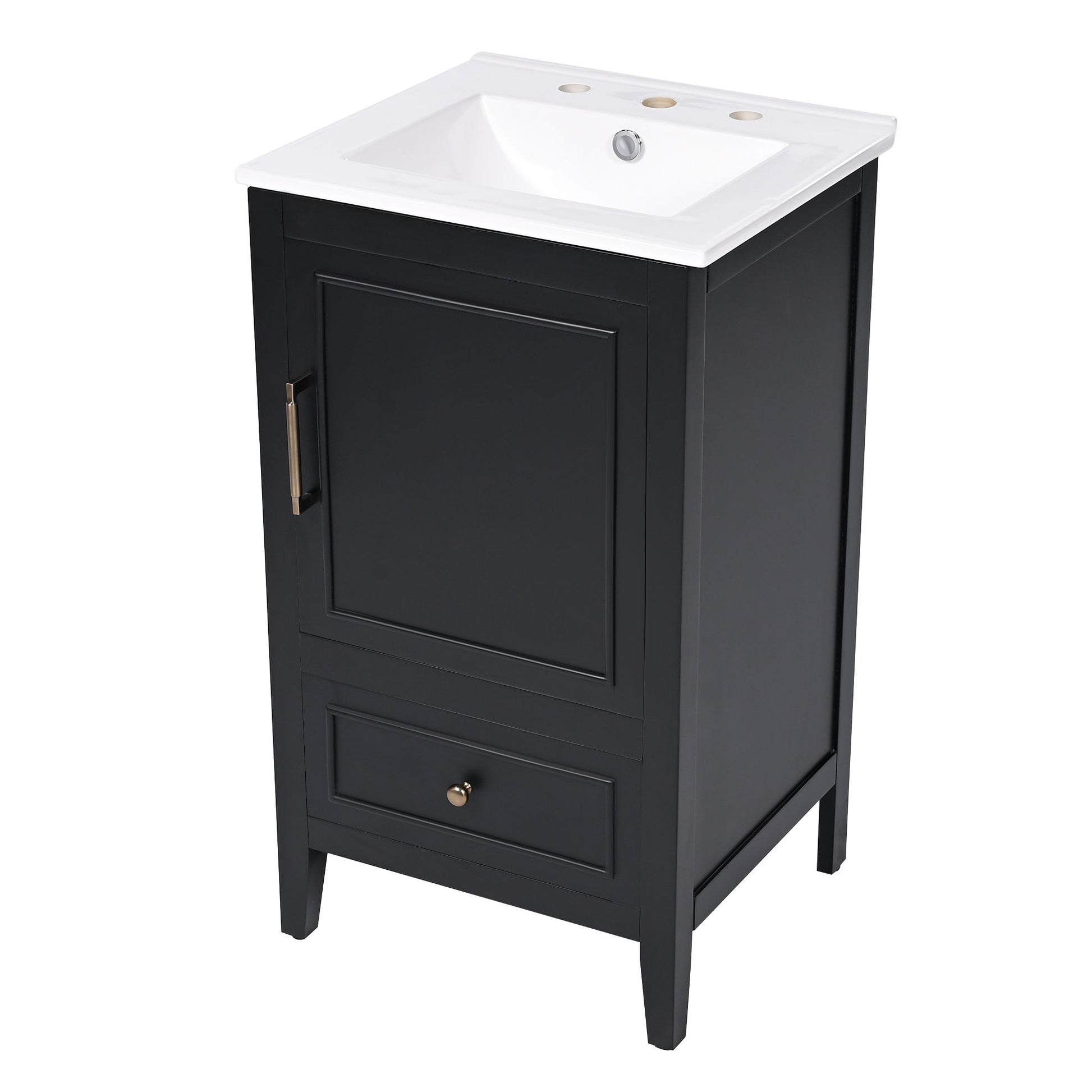 Modern Bathroom Vanity With Sink, Cabinet Storage, Drawer & Adjustable Feet