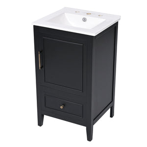 Modern Bathroom Vanity With Sink, Cabinet Storage, Drawer & Adjustable Feet