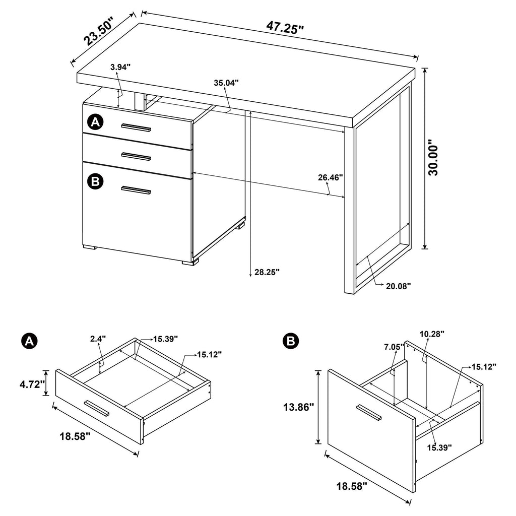 Trowbridge - 3 Drawer Office Desk - Mango Color