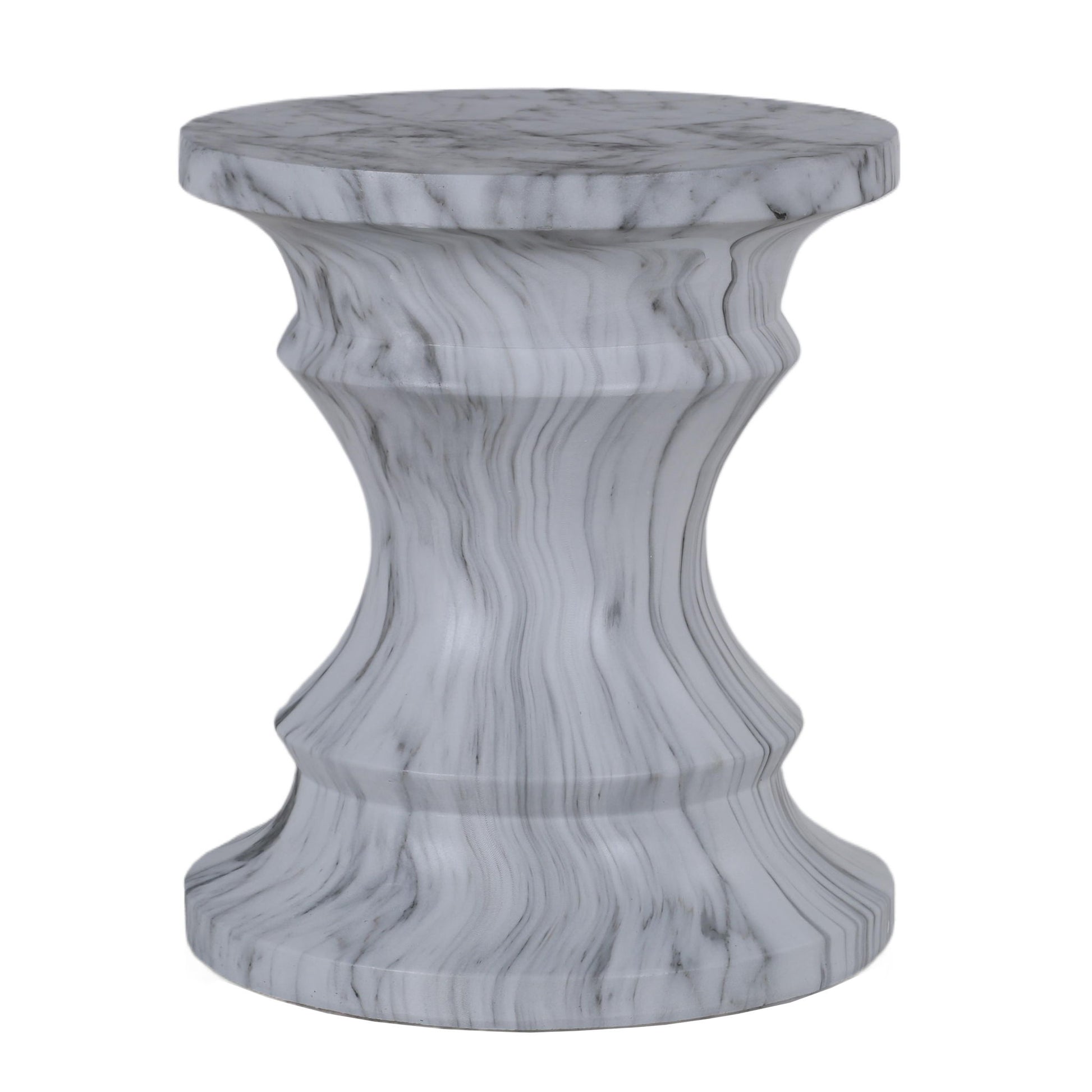 Geometric Round Outdoor End Table - Marble