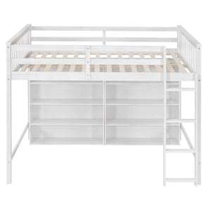 Loft Bed With 8 Open Storage Shelves And Built In Ladder