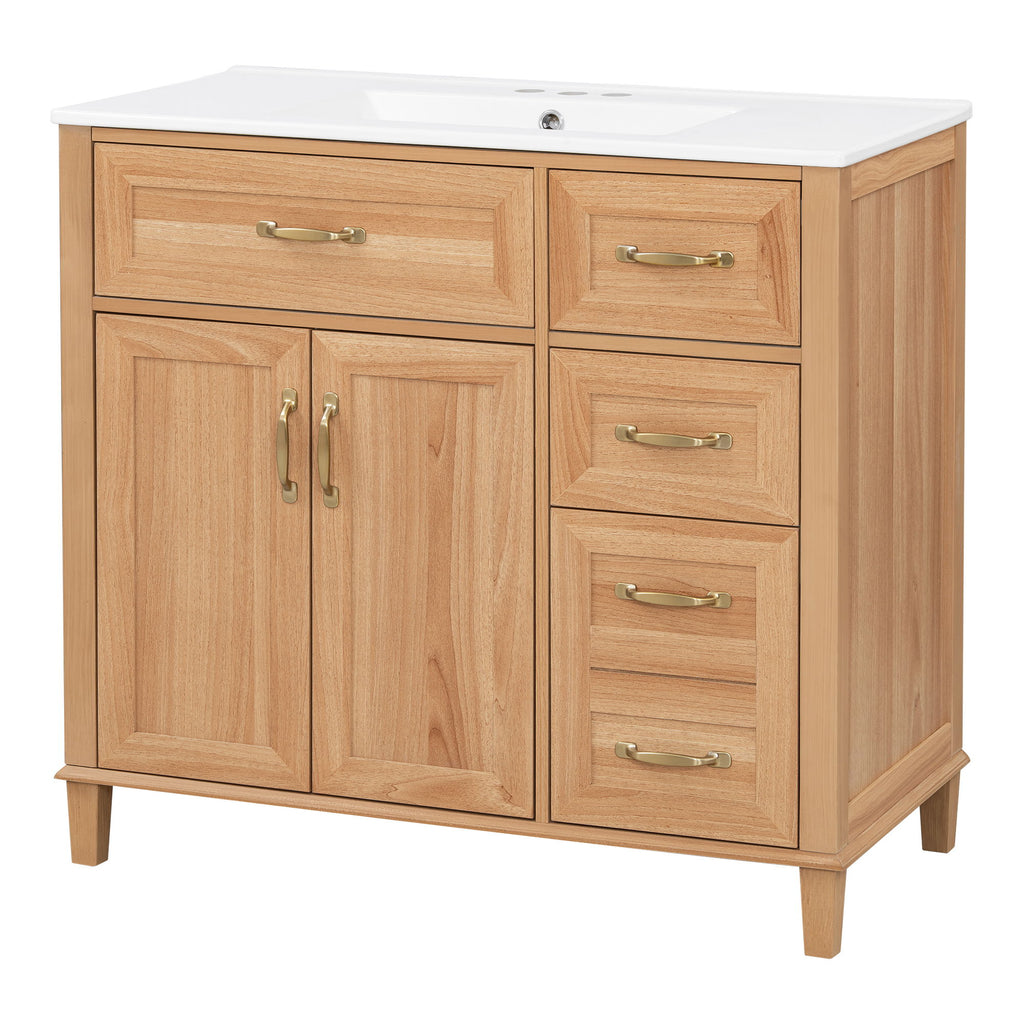 Bathroom Vanity With Sink, Soft Close Doors & Drawers - Wood