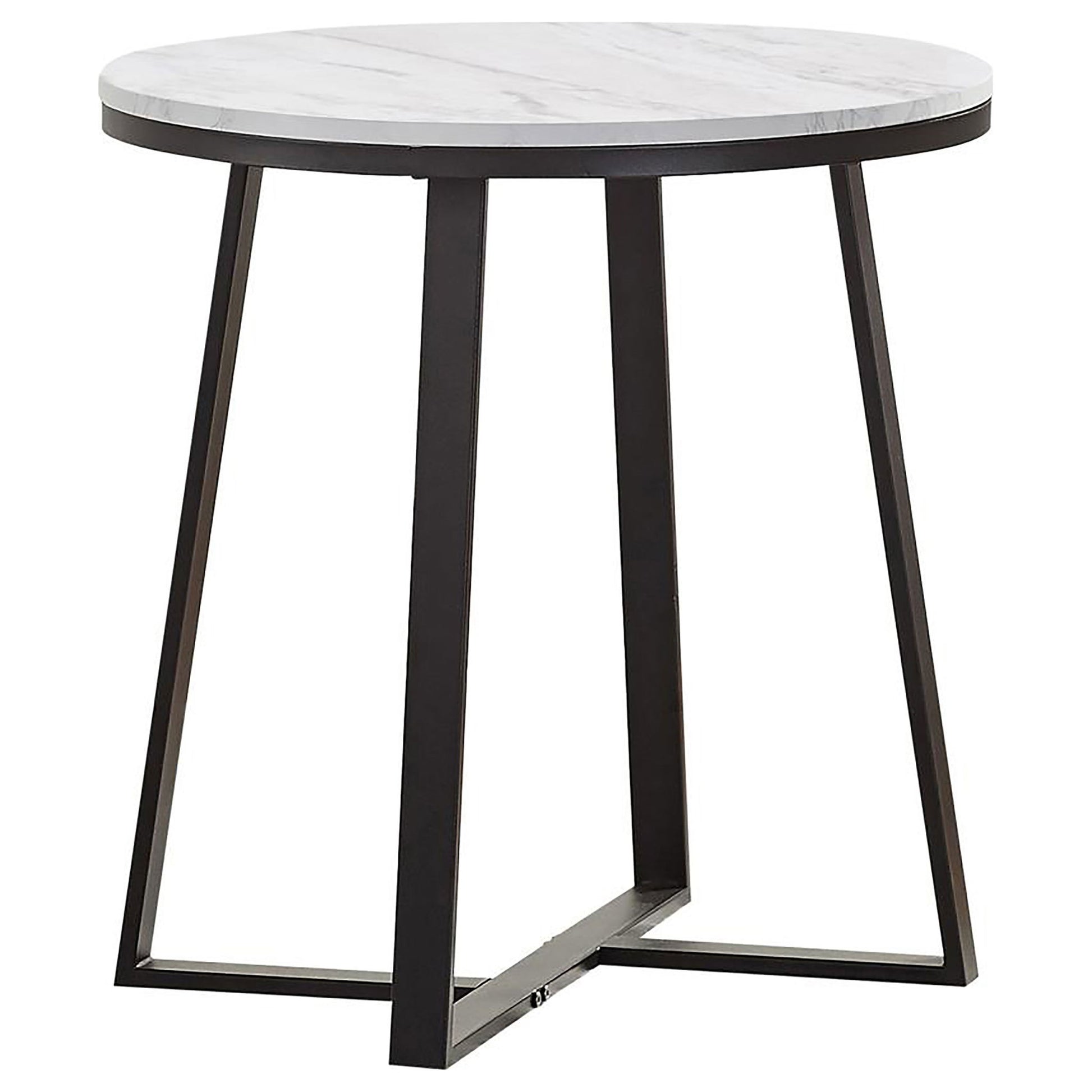 Round End Table With Base, Living Room Furniture - White