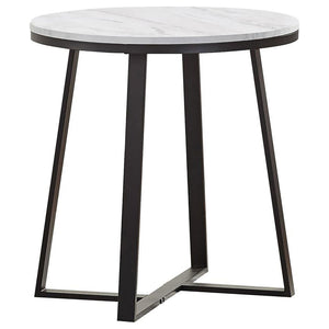 Round End Table With Base, Living Room Furniture - White