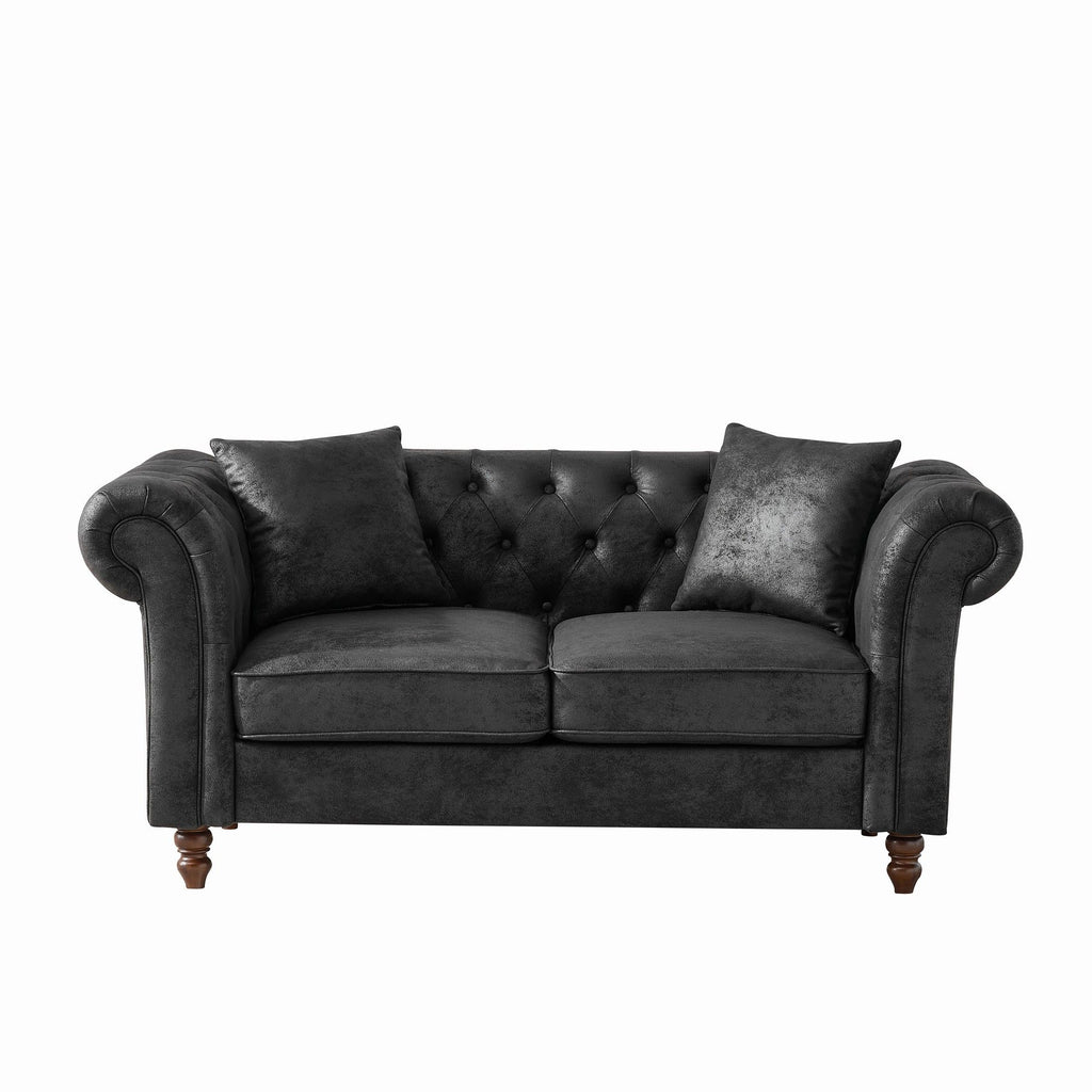 Chesterfield Loveseat, High Tech Fabric Roll Armrest