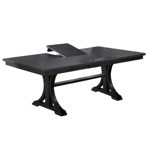 Rectangle Dining Table With Butterfly Leaf, Trestle Base - Charcoal