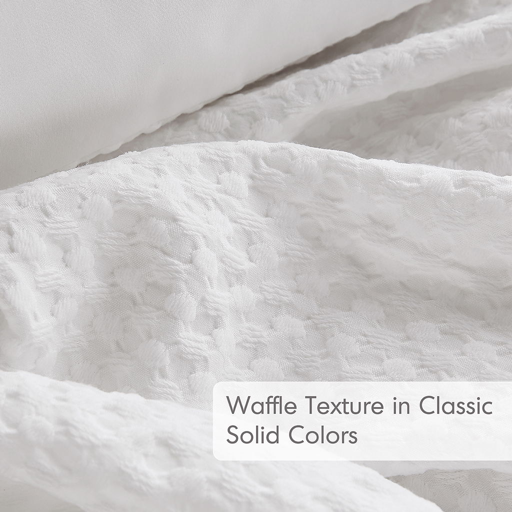 Mina - King/California King Weave Textured Duvet Cover Set - White