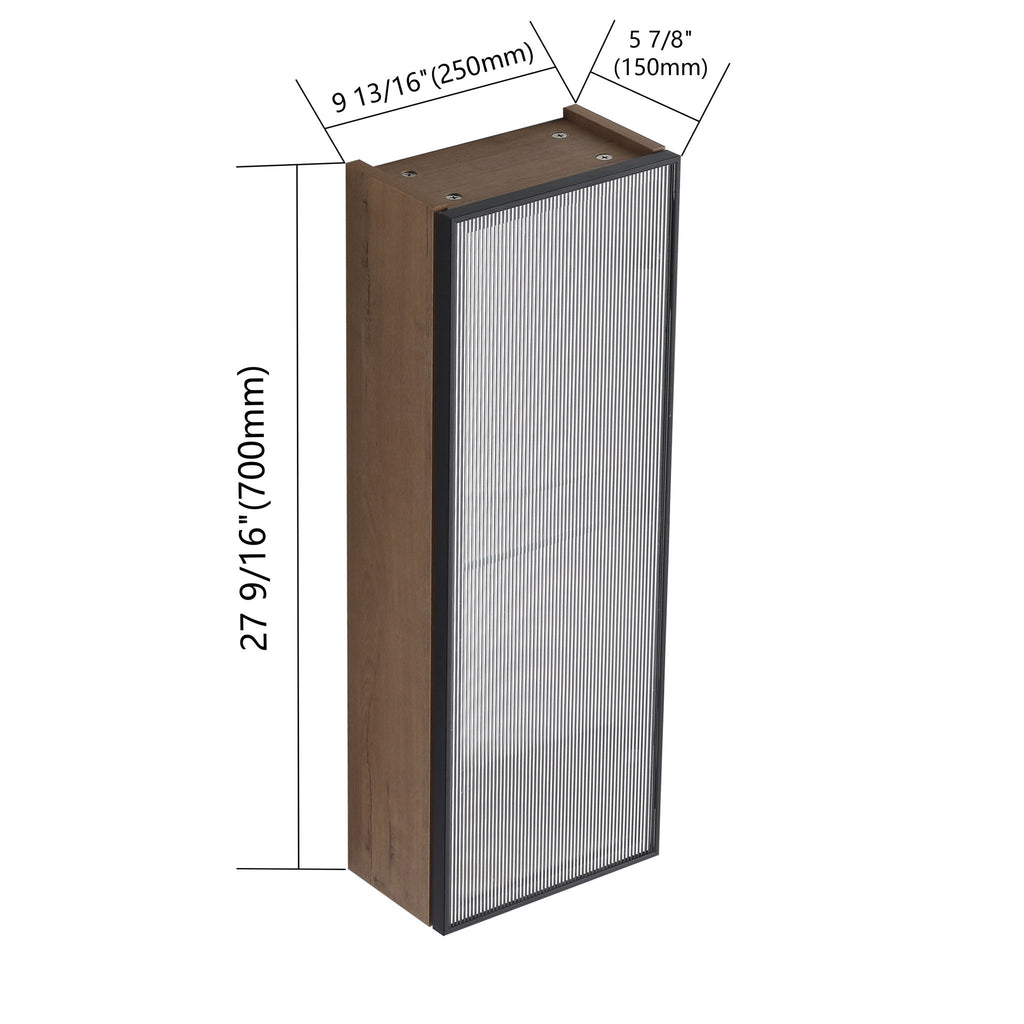 10" Bathroom Wall Mirror Cabinet With Door, Adjustable Shelf - Imitative Oak