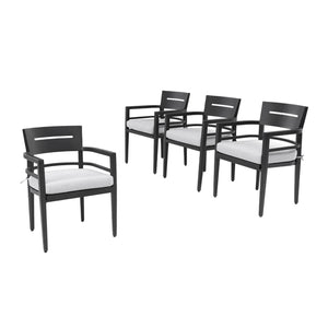 Outdoor Patio Dining Chairs With Outdoor Grade Sunbrella Fabric Cushions, Tapered Feet (Set of 4) - Ember Black