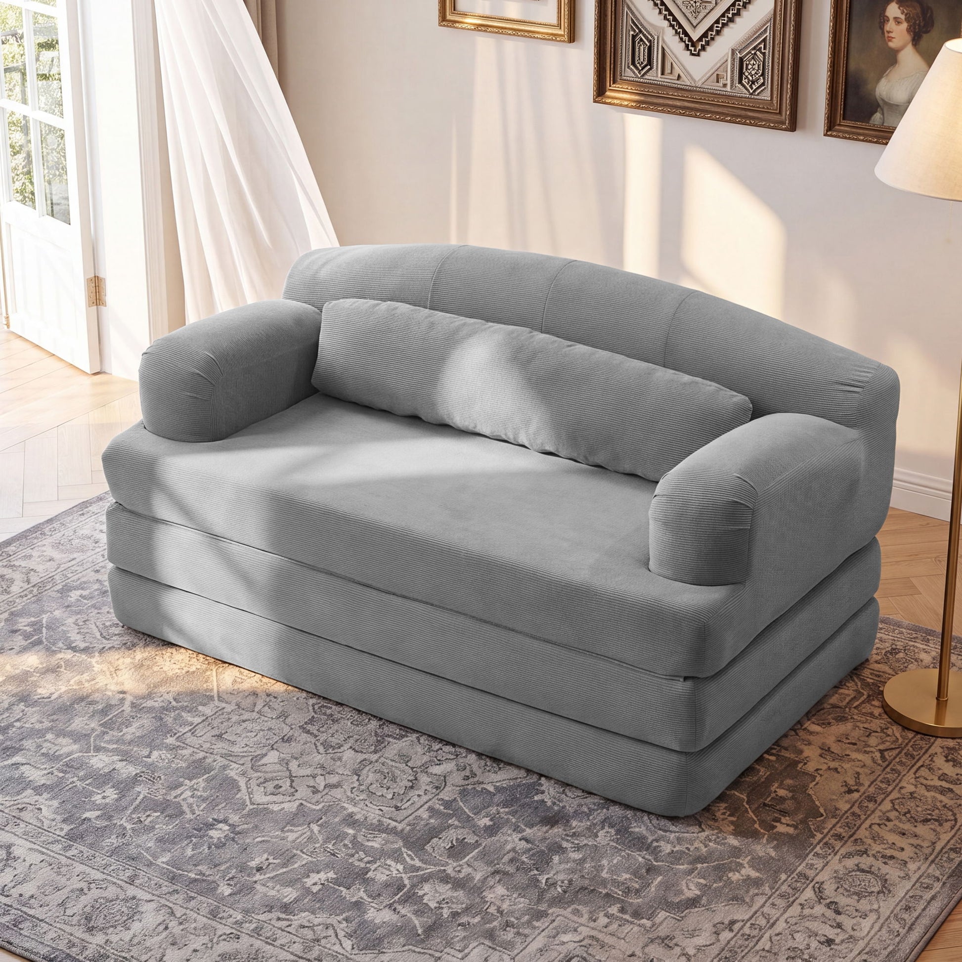 2 Seater Sofa Bed, Compact Foldable Floor Couch