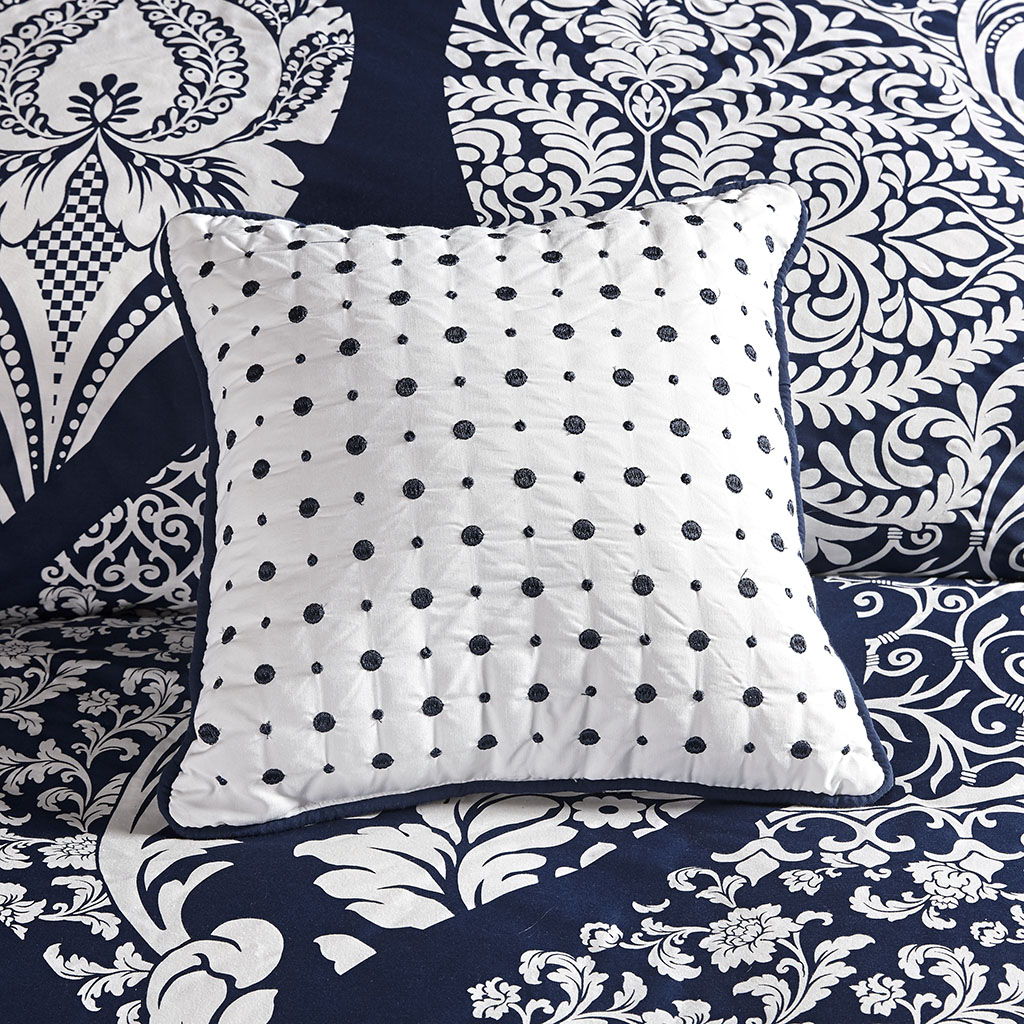 Vienna - King 7 Piece Printed Comforter Set - Indigo