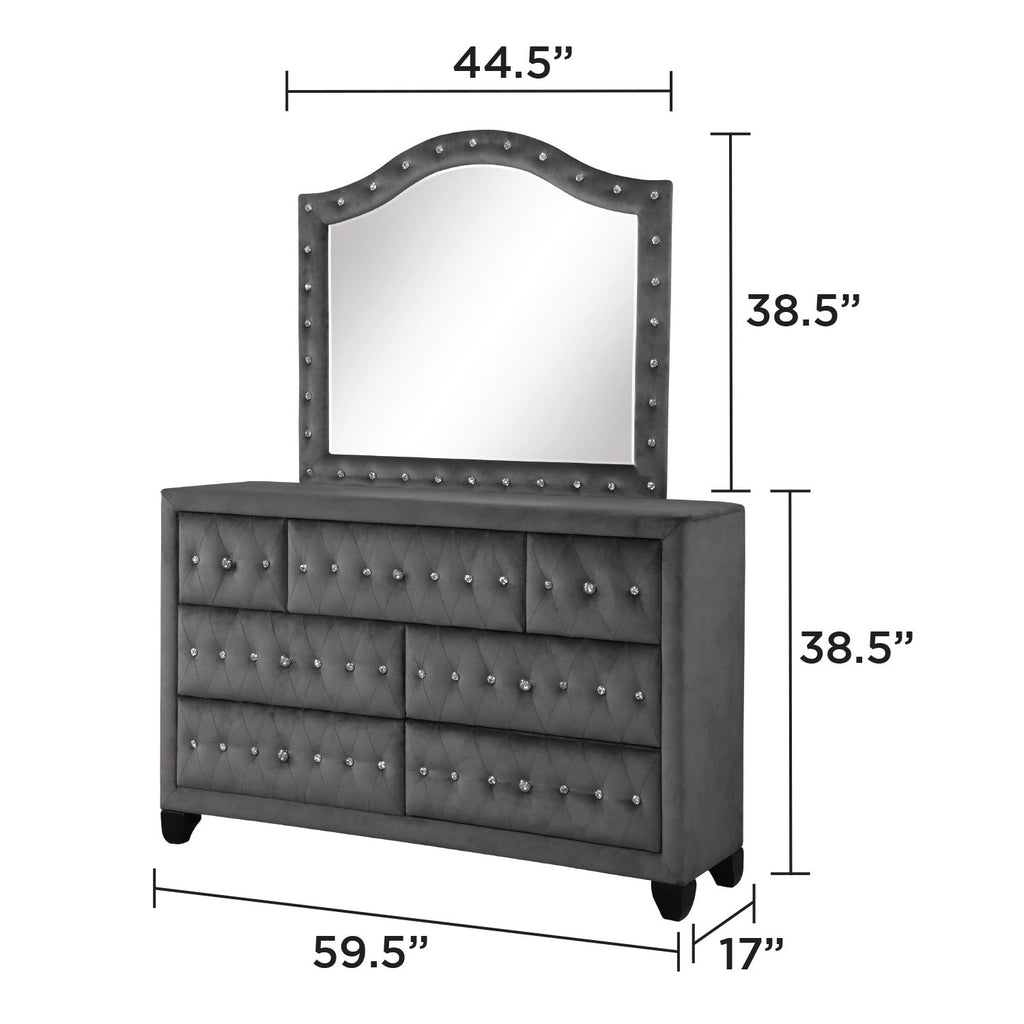 Hazel - 5 Piece Queen Tufted Bedroom Set - Gray