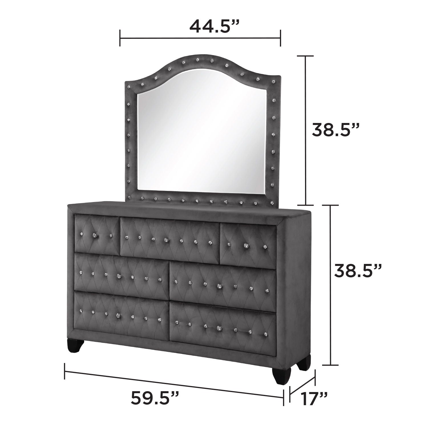 Hazel - 5 Piece Queen Tufted Bedroom Set - Gray