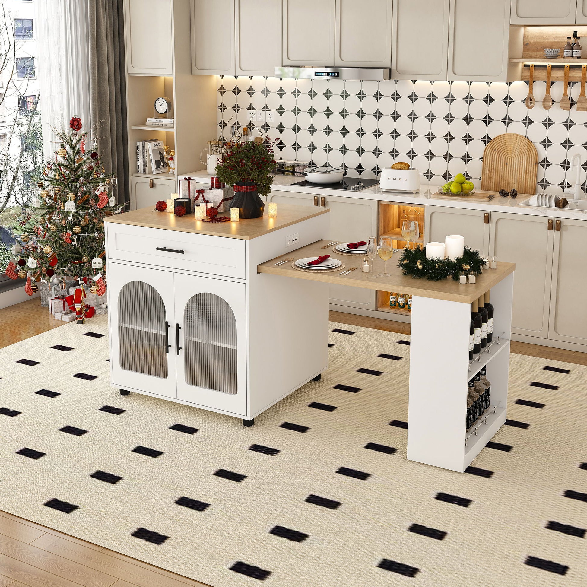 Expandable Kitchen Island With Power Outlet