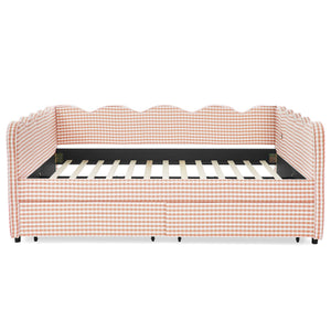 Gingham Daybed & USB Charging Port, Wave Shaped Design