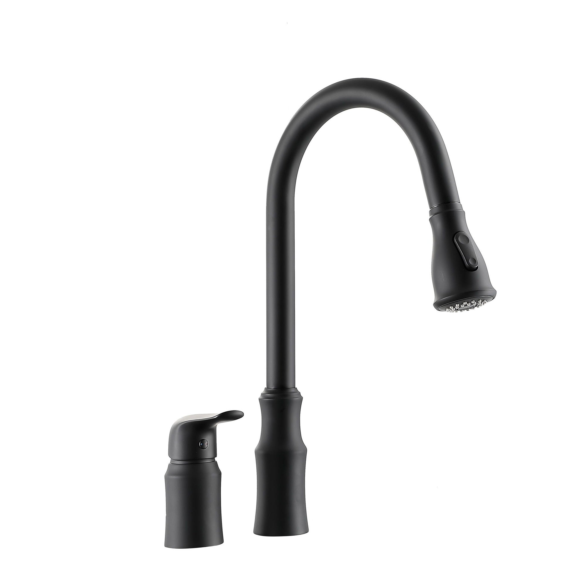 16.9" Kitchen Sink Faucet With Separate Handle And Pull Down Sprayer, Lead Free Brass - Matte Black