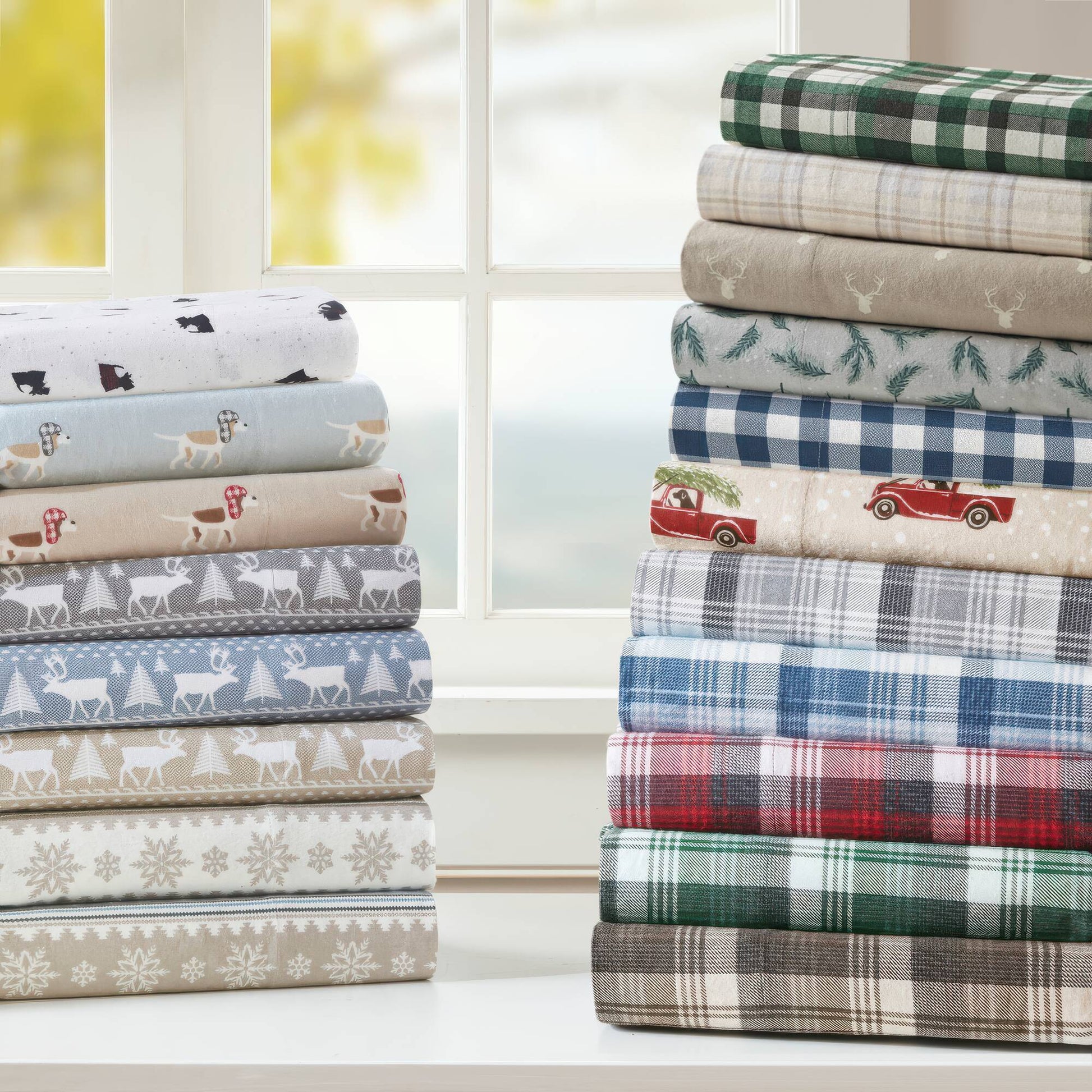 Flannel - Full 100% Flannel Printed Sheet Set - Pine Branches