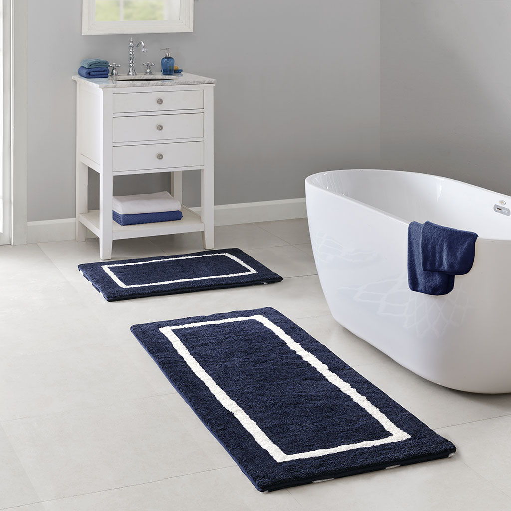 Bittman - 21" x 34" Reversible Bath Rug - Navy