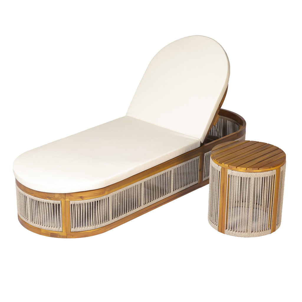 Chaise Lounge Set With Side Table