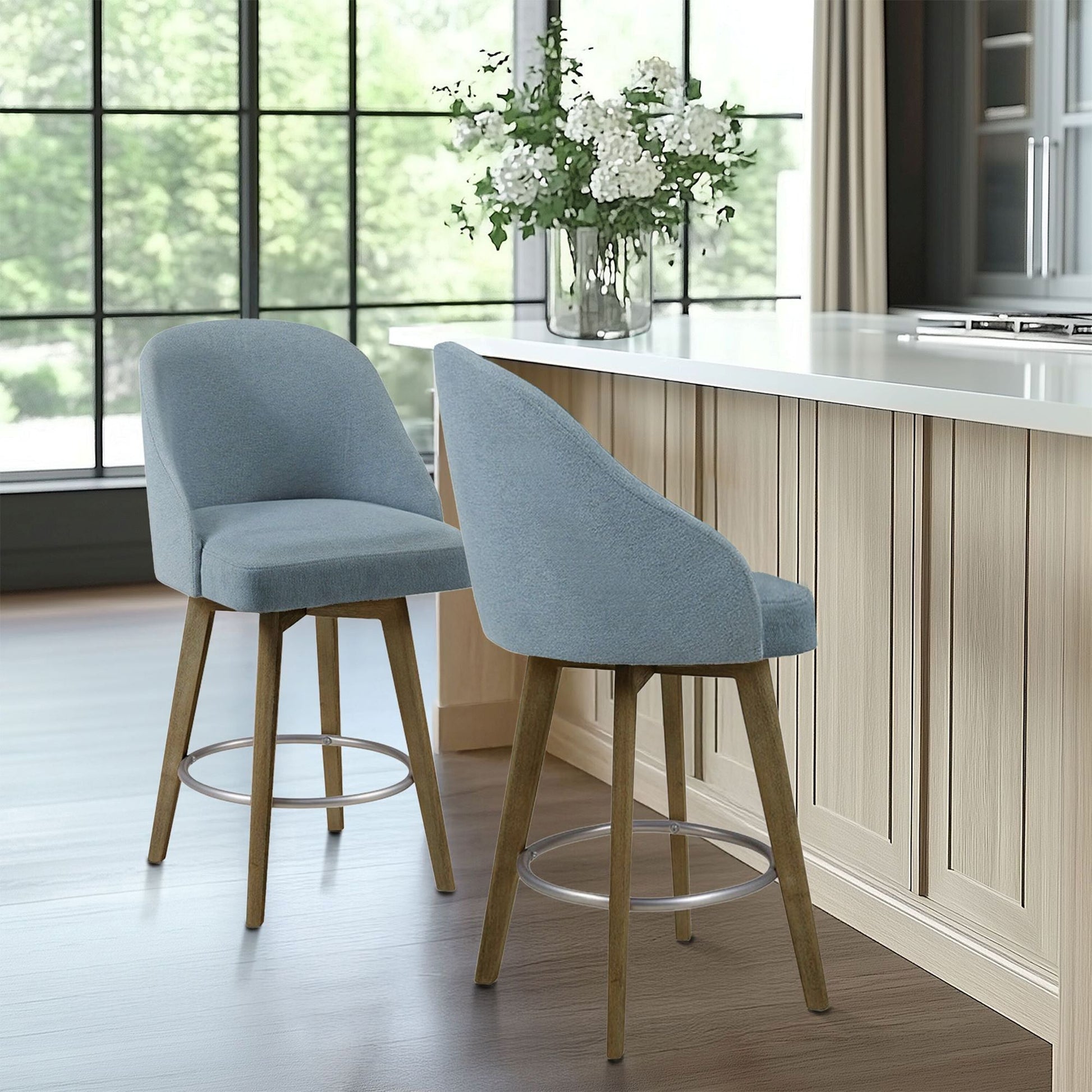 Pearce - Counter Stool With Swivel Seat - Blue
