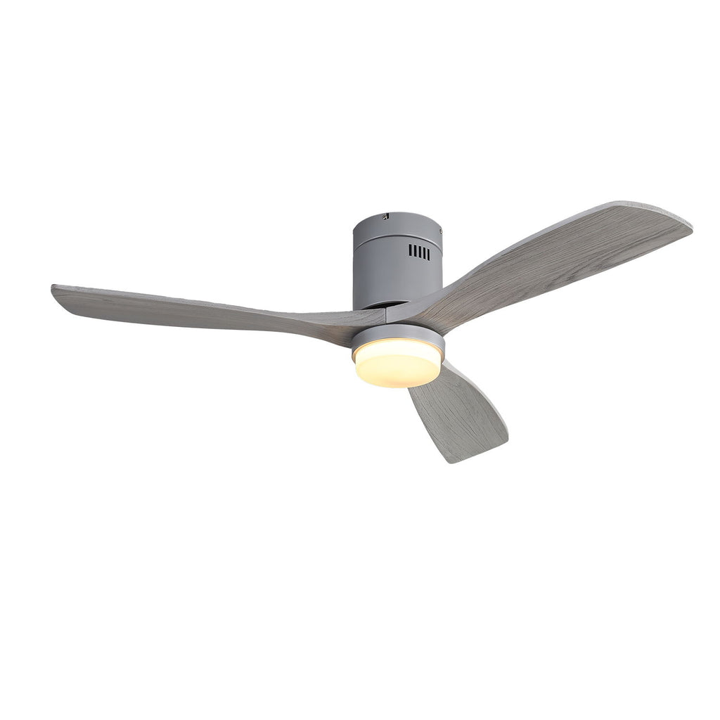 52" Ceiling Fan With LED Light, Reversible DC Motor, Remote Control - Silver