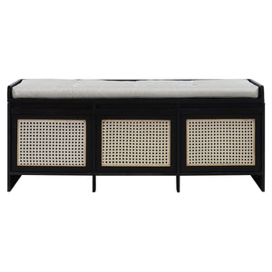 Entryway Shoe Bench With Drawers & Button Tufted Cushion