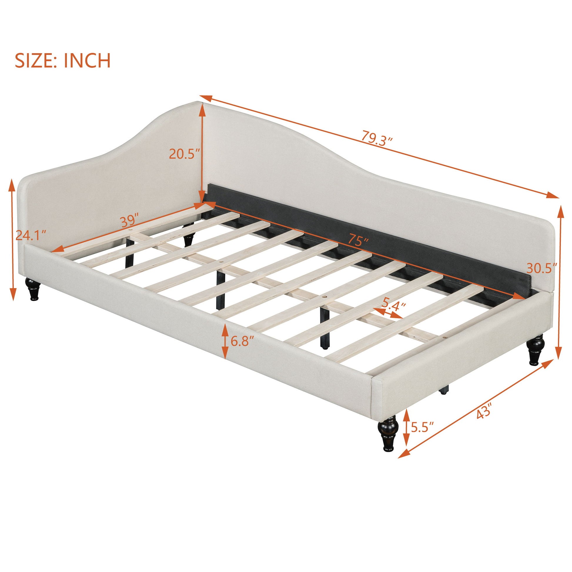 Modern L Shaped Linen Daybed With Legs
