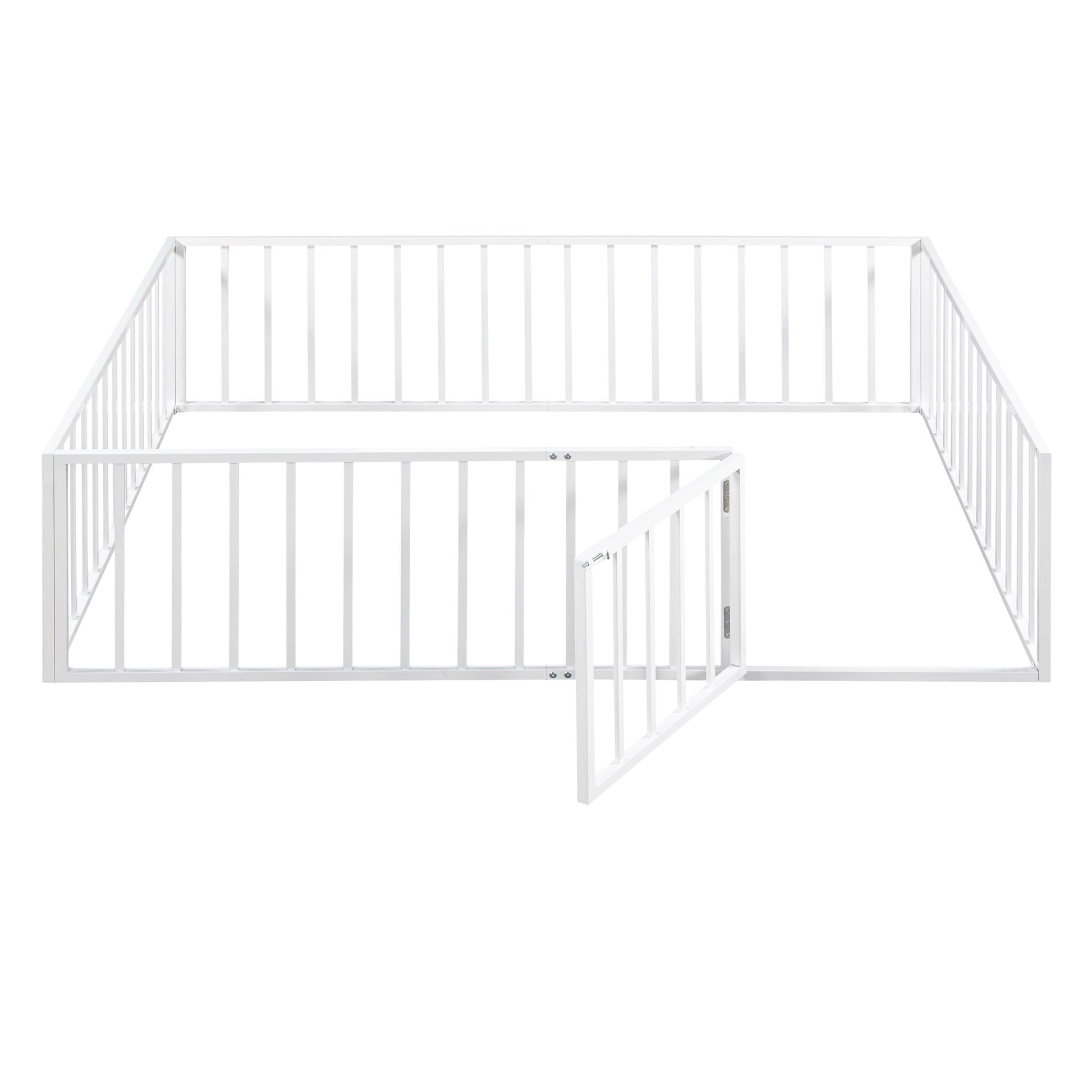 Metal Floor Bed Frame With Fence And Door