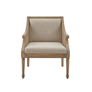 Transitional Cane Accent Armchair And Back Cushion - Natural