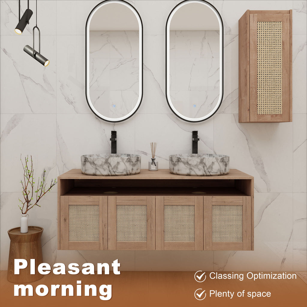 Bathroom Vanity & Art Sink And Side Cabinet, Float Mounting Design