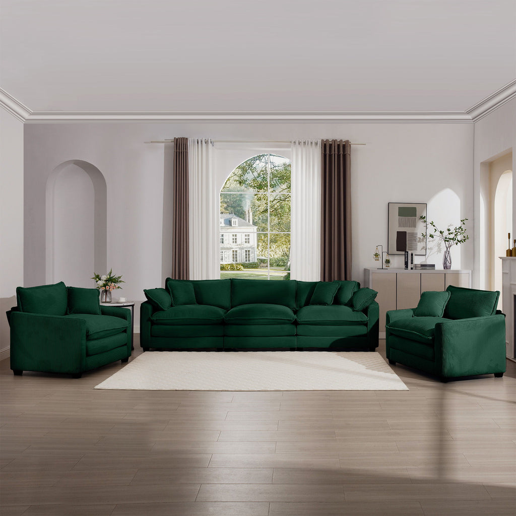 Elegant Corduroy Oversized Sectional Sofa Set With Deep Seats And Flexible Layout