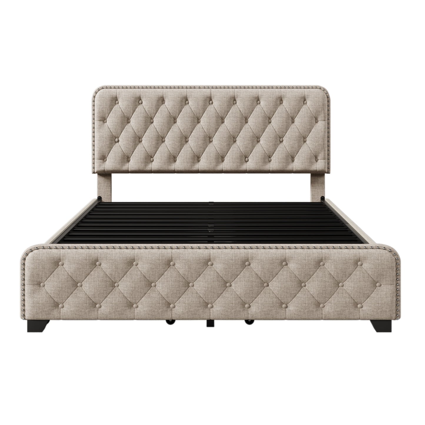 Gewnee - Queen Upholstered Platform Storage Bed - Beige