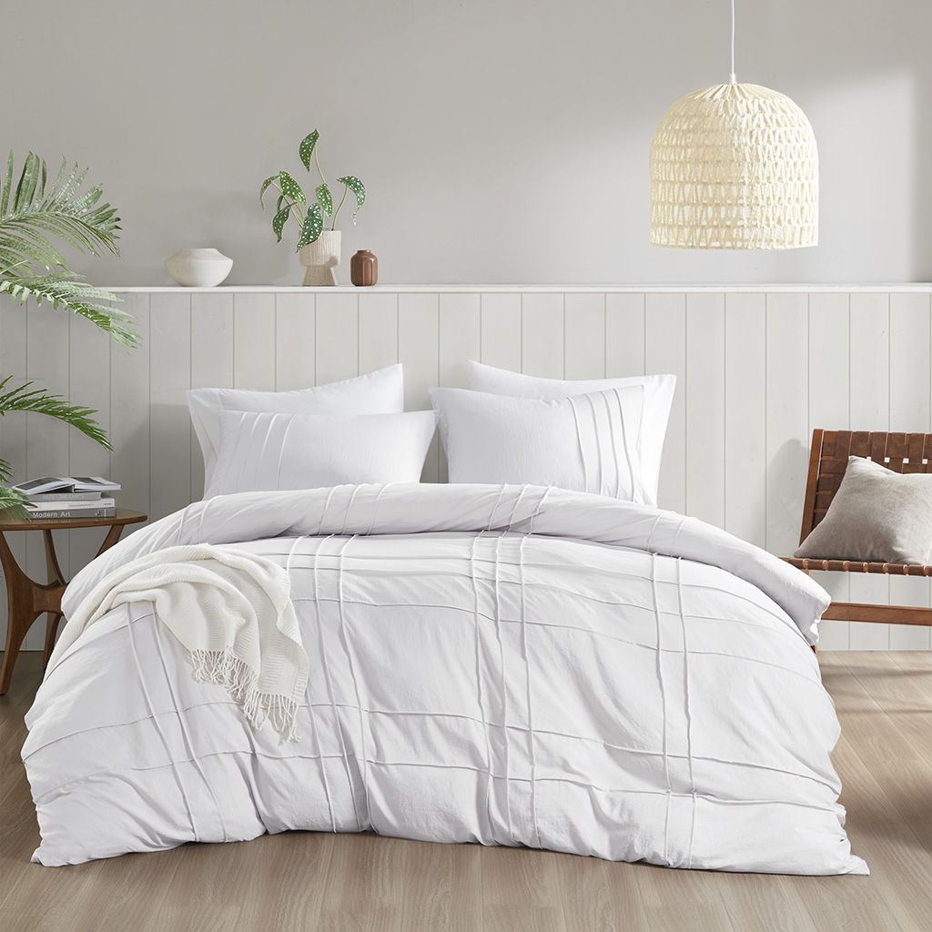 Porter - Twin/Twin Long Soft Washed Pleated Duvet Cover Set - White