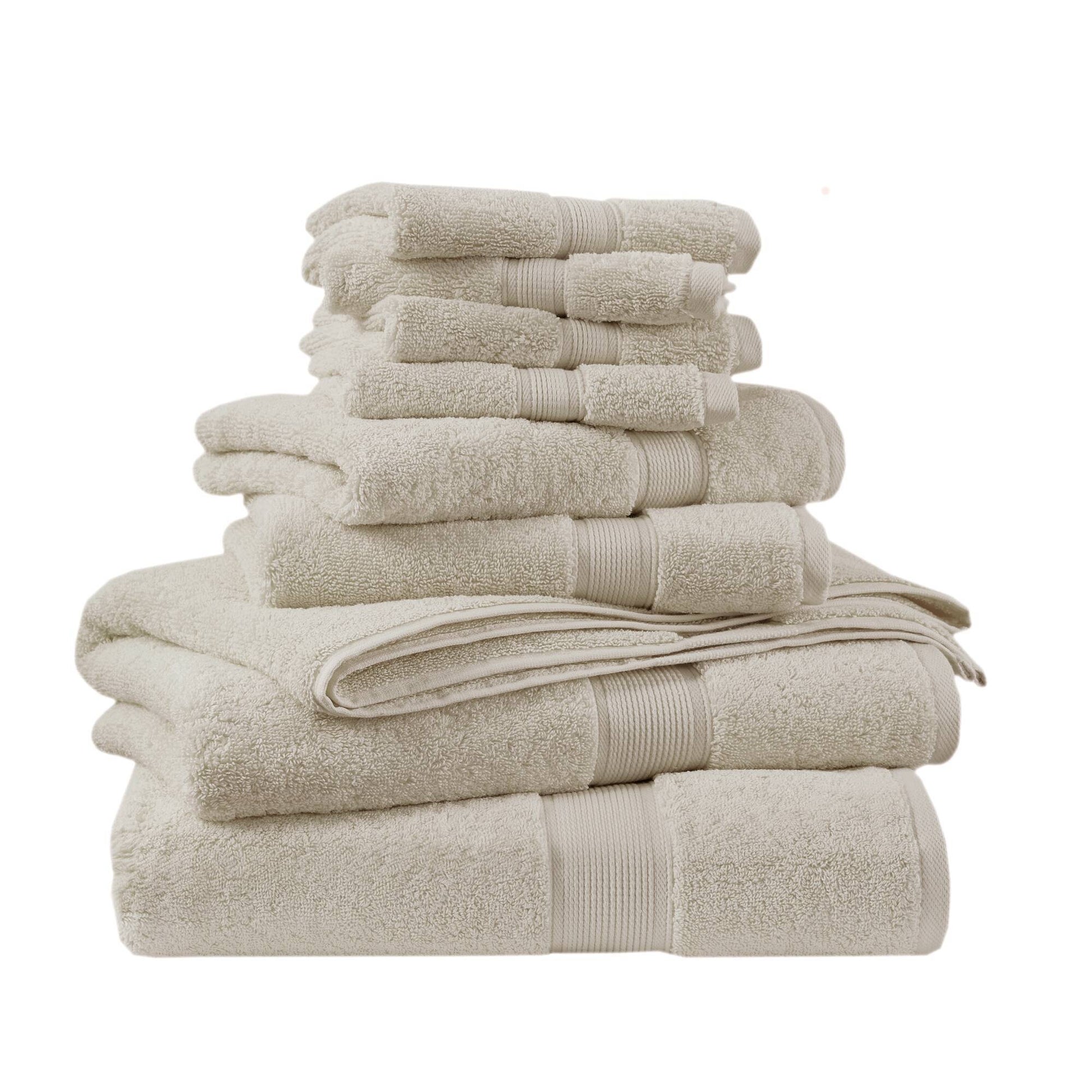 800GSM - 8 Piece Antimicrobial Towel Set - Natural