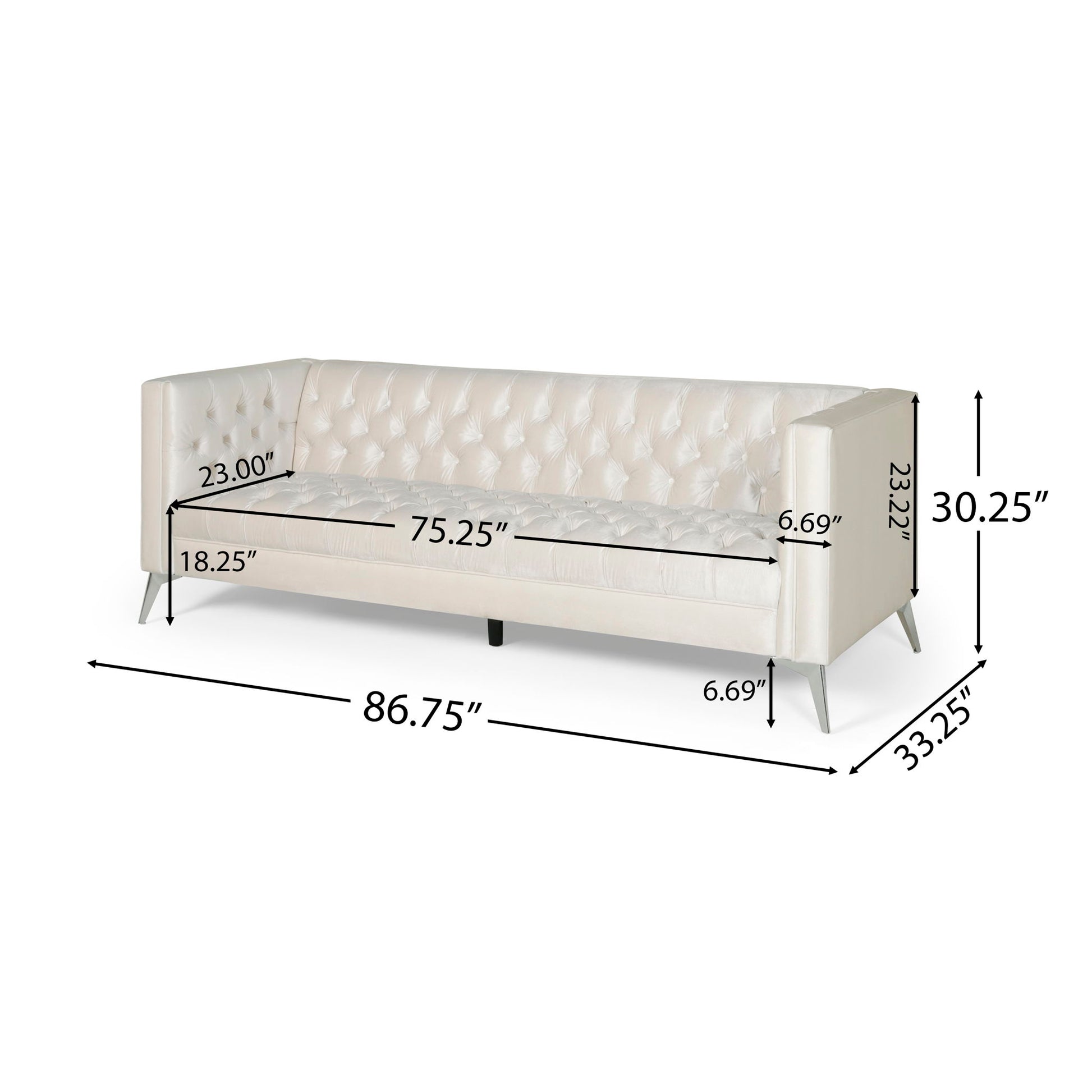 Contemporary 3 Seater Sofa With Button Tufting