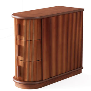 3 Drawer End Table, Semi Oval For Living Classic Accent Furniture - Walnut