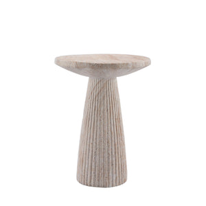 Fluted Pedestal Round Coffee Table - Beige / Yellow